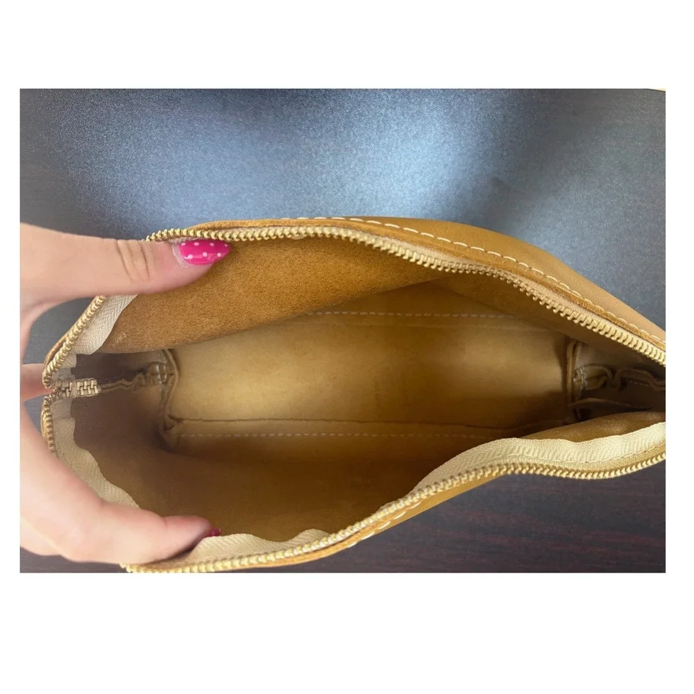 Portland Leather Eclipse Cosmetic Pouch Makeup Bag Mango Gold NEW